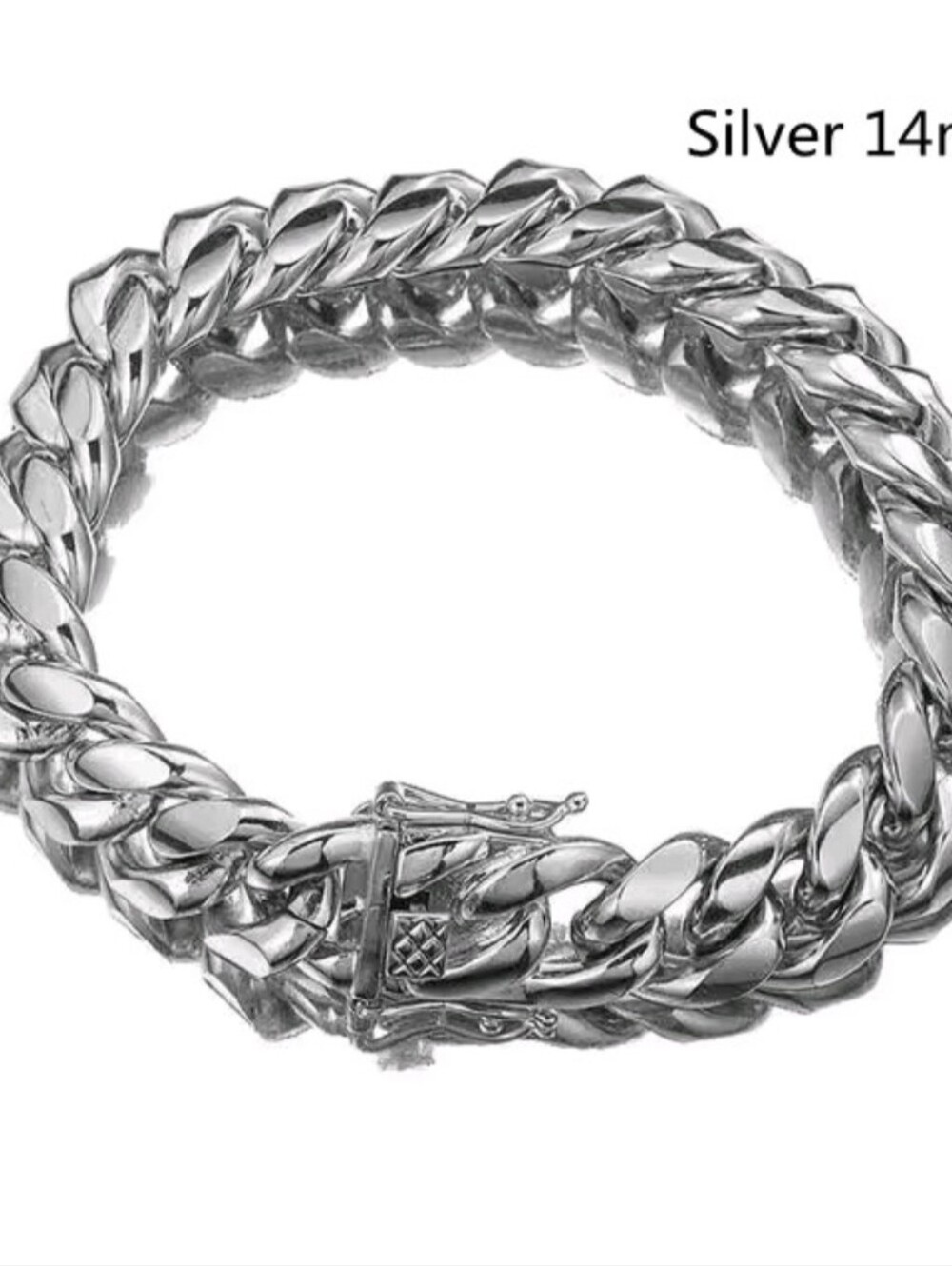 Men's Stainless Steel 14mm 7.5 Inches Cuban Link Bracelet